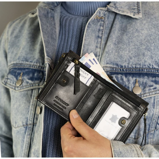 ROVICKY RFID bőr pénztárca N1226-RHP Fekete