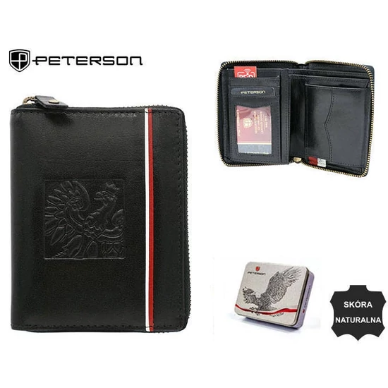 Peterson bőr pénztárca PTN 340P-02 FEKETE