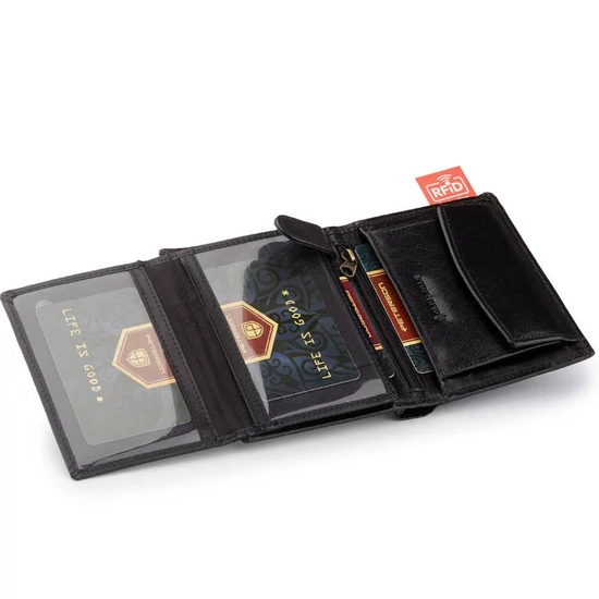 PETERSON PTN 339 2-1-1 FEKETE RFID bőr pénztárca