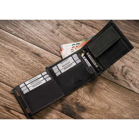 Férfi bőr pénztárca RFID védelmi kutyaképpel N992-CHM-DOG-2 Cognac