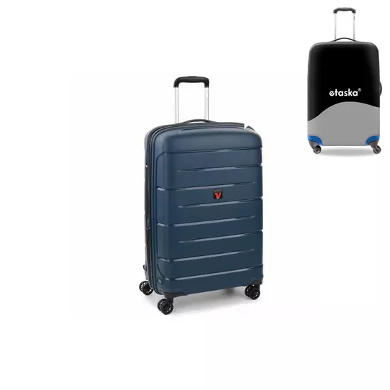 Roncato FLIGHT DLX Spinner Bőrönd R-3462 Sötétkék ajándék bőröndhuzattal
