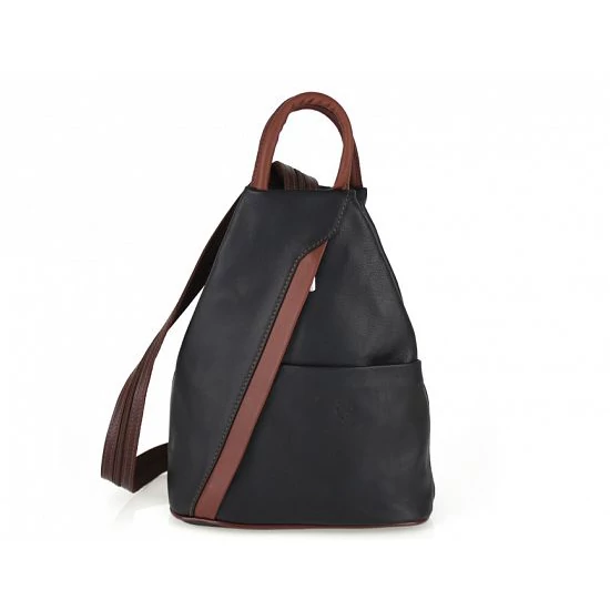 Valódi bőr női hátizsák fekete-barna színben S6925 Black+Brown