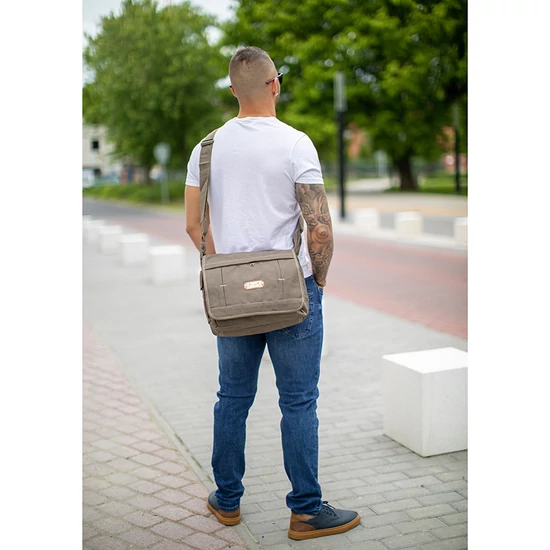 Vászon oldaltáska khaki színben 6245-khaki