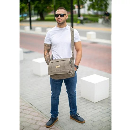 Vászon oldaltáska khaki színben 6245-khaki