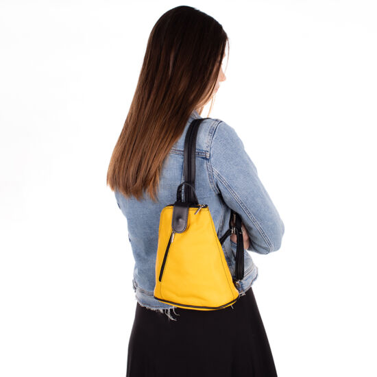 Valódi bőr női hátizsák sárga színben