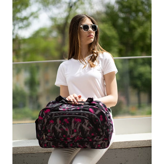 Euroline utazótáska A162140 Black+Pink RYANAIR WIZZAIR KÉZIPOGGYÁSZ MÉRETŰ UTAZÓTÁSKA
