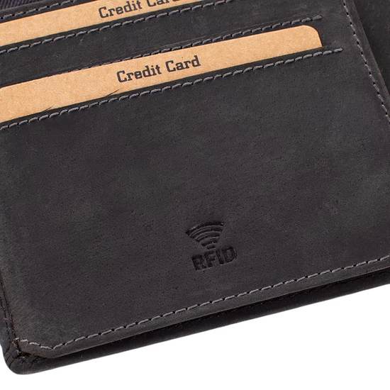 Giulio Lovas pénztárca bőr fekete színben RFID rendszerrel