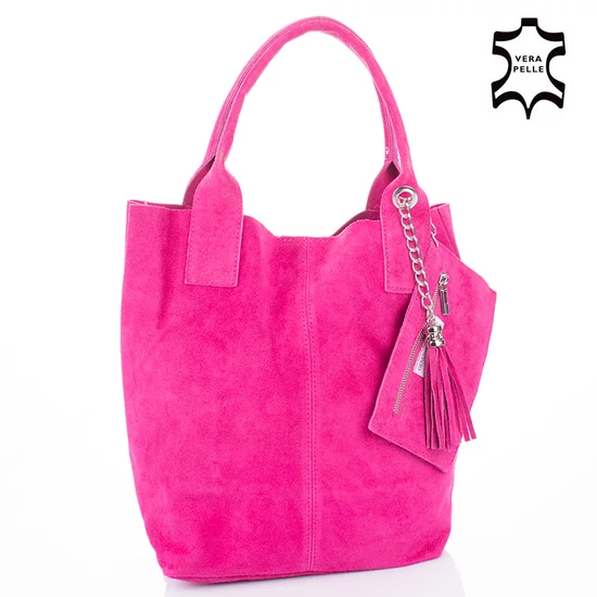 Valódi bőr női táska pink színben