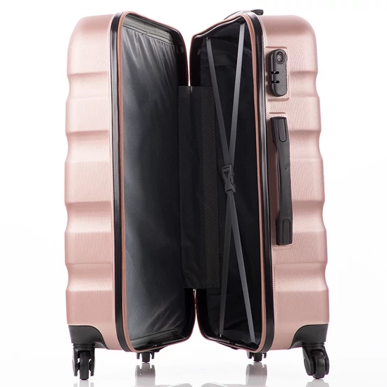 Travelway 3 db-os bőrönd szett rosegold színben