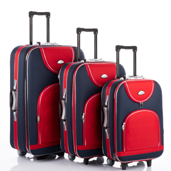 3 db-os bőrönd szett kék-piros színben