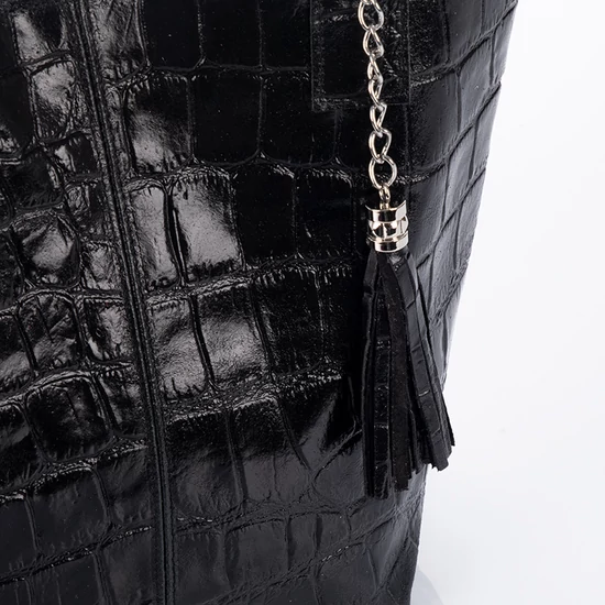 Valódi bőr női válltáska fekete színben 6896 Black croco