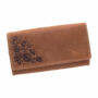 Kép 10/11 - Valódi bőr brifkó pénztárca barna színben díszdobozban virág mintával