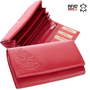 Kép 1/15 - Valódi bőr brifkó pénztárca piros színben díszdobozban virág mintával RFID védelemmel