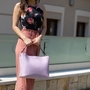 Kép 6/8 - Valódi bőr női táska világoslila színben S7188 Lilac