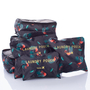 Kép 1/7 - Bőröndrendező táskák utazáshoz 7 db-os szett fekete flamingó