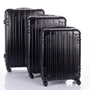 Kép 1/4 - Világjáró 3 db-os bőrönd szett fekete színben BOX 2.0  kivehető kerekekkel
