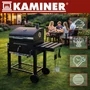 Kerti faszenes grillsütő öntöttvas ráccsal, kémény fedővel, hamutartóval + hőmérővel