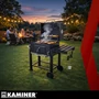 Kerti faszenes grillsütő öntöttvas ráccsal, kémény fedővel, hamutartóval + hőmérővel