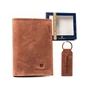 Ajándék szett: bőrtárca és kulcstartó Peterson PTN SET-M-1542-CHM Cognac