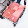 Kép 2/10 - Bőröndrendező táskák utazáshoz 6 db-os szett bordó virágos