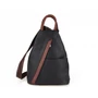 Valódi bőr női hátizsák fekete-barna színben S6925 Black+Brown