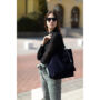 Kép 3/3 - Valódi velúrbőr női táska sötétkék színben