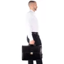 Maxmoda olasz tripla rekeszes vágott zsebes férfi fekete bőr aktatáska