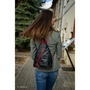 Kép 9/11 - Valódi bőr női hátizsák Fekete-Piros színben S6925