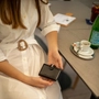 Kép 8/8 - Fairy Crystal köves valódi bőr női kártyatartó fekete lakk RFID védelemmel
