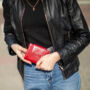 Kép 12/14 - Cefirutti Valódi bőr Pénztárca női pénztárca piros színben