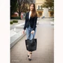 Valódi bőr női válltáska fekete színben 6896 Black croco