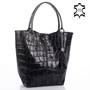 Valódi bőr női válltáska fekete színben 6896 Black croco