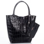 Valódi bőr női válltáska fekete színben 6896 Black croco