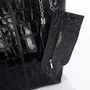 Valódi bőr női válltáska fekete színben 6896 Black croco