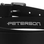 Fekete, keskeny női öv ekológikus bőrből, ezüst csattal - Peterson